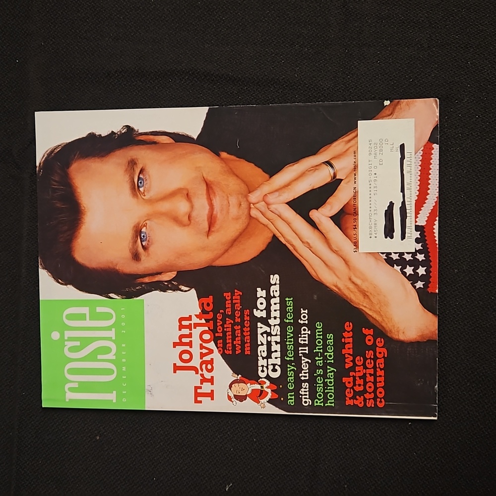 ROSIE MAGAZINE John Travolta December 2001 EUC Holiday crafts decor recipes